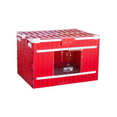RentACoop brooder front view showing secure lid and clear doors, easy access