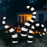 Retisee front view of three inflatable tentacles creating dramatic yard display