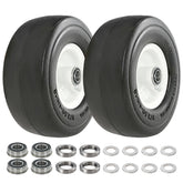 RETOTLA front view of 9x3.50-4 wheel assembly showing steel rim and solid tire for durability