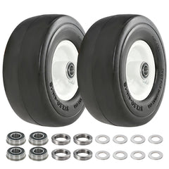 RETOTLA front view of 9x3.50-4 wheel assembly showing steel rim and solid tire for durability