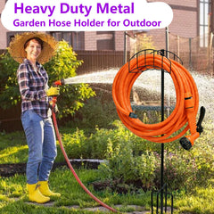 Rexwnadu hose neatly coiled on the stand keeping hose elevated and tangle-free
