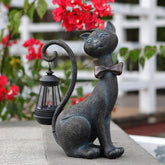 REYISO cat statue front view showing lantern and vintage charm for curb appeal