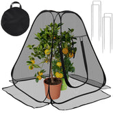 RGQSUN front view showing two pop-up covers protecting plants and saving time