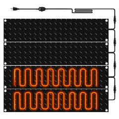 Riakrum front view of four heated mats showing compact package and quick installation benefit