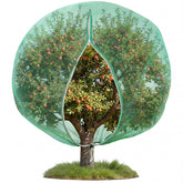 Ribbonlic front view of 20x20 ft green fruit tree netting showing complete protection benefit
