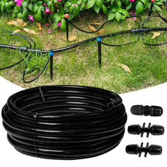 Riboud mainline front view highlighting tubing length and included connectors for reliable irrigation