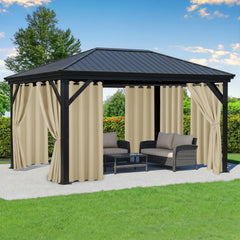 RichSets front view of 8-panel patio curtains showing complete coverage and curb appeal