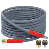 RIDGE WASHER front view of 25 ft hose showing label and length benefit