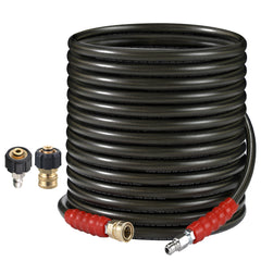 RIDGE WASHER front view showing full 50ft hose and label for easy selection