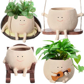RimCereal front view of four smiling planters showing playful set
