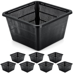 RimCereal front view of eight black mesh plant baskets shows practical set and coverage