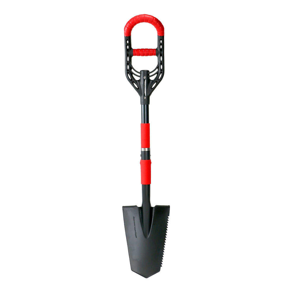 Roamwild front view of spade showing blade and grips, durable and lightweight