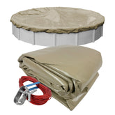 Robelle front view of 24 ft cover showing full fit and secure overlap benefit