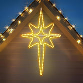 ROCEEI Bethlehem star front view showing bright warm-white LEDs for bold visibility