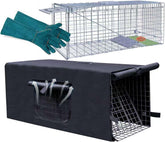 Rockever front view of folding trap showing secure door and frame, for safe captures