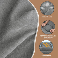 ROFIEJOX back cushion straps detail demonstrating six-point non-slip tie system for stability