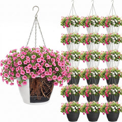 Romooa front view of 20 hanging planters showing ready-to-hang set and neat storage benefit