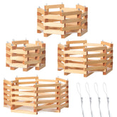 Romooa front view of four wooden orchid baskets showing rustic finish and display benefit