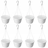 Romooa front view white hanging planter showing modern swirl and clean look