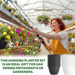 Romooa hanging planters with herbs on a balcony illustrating space-saving vertical gardening