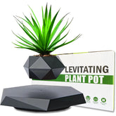 Ronsoile levitating plant pot front view showing sleek black design and modern appeal