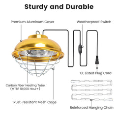 Roodike hanging chain and hook showing adjustable placement advantage