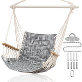 ROOITY front view of midnight blue stripe hammock chair showing design and comfort