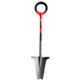 Root Slayer front view showing red shovel head and full blade, durable gardening benefit