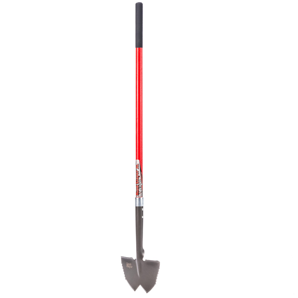 Root Slayer front view showing full-length edger for reduced bending