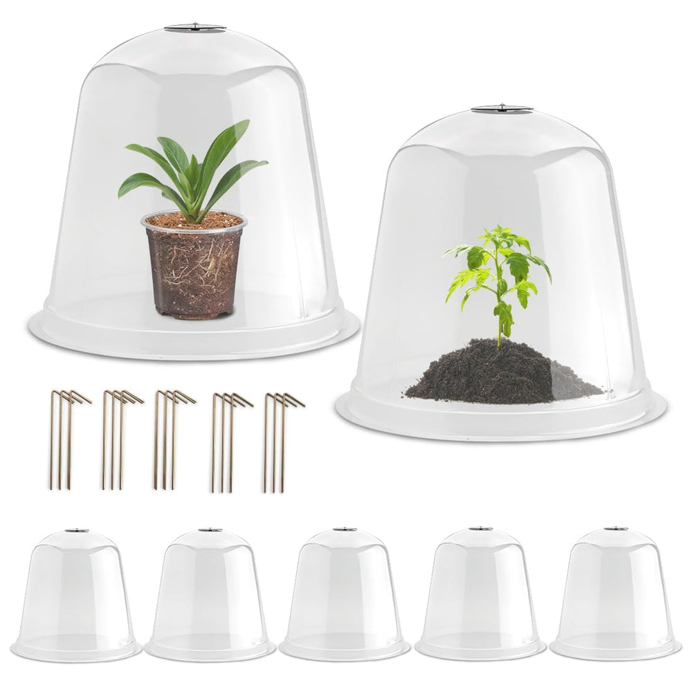 RooTrimmer front view of 5-pack clear domes showing benefits of protection