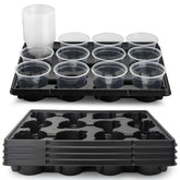 RooTrimmer front view showing tray set and 60 clear pots for organized propagation