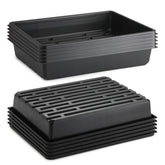 RooTrimmer front view of ten-pack heavy duty seed starter trays showing stackable convenience