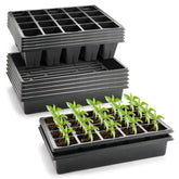 RooTrimmer front view showing plug and flat trays and organized seed starting