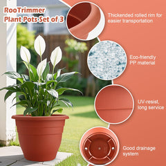 RooTrimmer base con orificios de drenaje para evitar encharcamientos