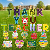 Roowest front pack display showing multiple teacher appreciation signs enhancing curb appeal