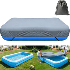 RORTUSAT front view showing full rectangular inflatable cover protecting pool