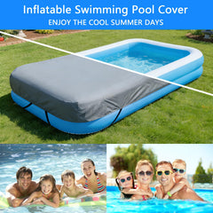 RORTUSAT inflated cover seated on pool demonstrating debris protection