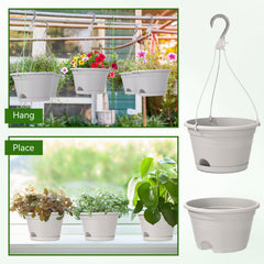 Roshtia balcony arrangement with hanging baskets showing space-saving vertical gardening benefit