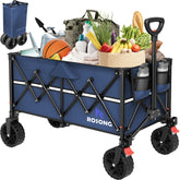 ROSONG wagon front view showing navy-blue fabric and sturdy frame benefit durability