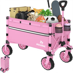 ROSONG front view of wagon showing full capacity and pink color benefit portability