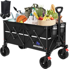 ROSONG wagon front view showing spacious cargo area and durable build for easy hauling