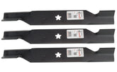 Rotary front view of three-pack blades showing product and packaging, easy replacement