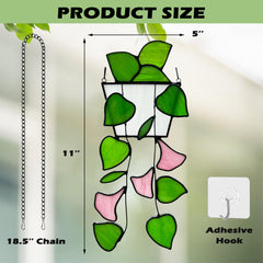Royxen suncatcher hanging on sunlit window casting green reflections in room