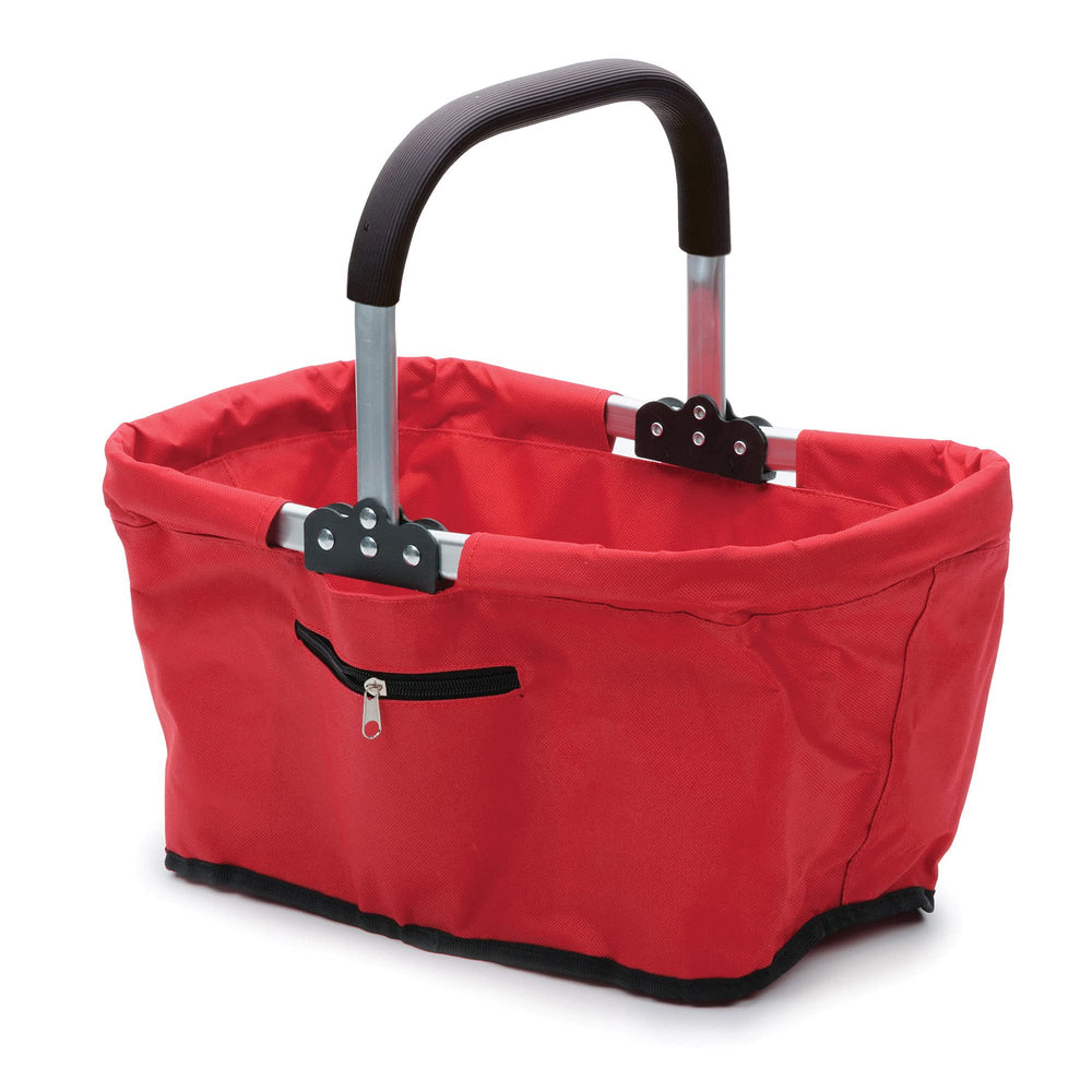 RSVP International front view of red collapsible market basket showing structure and capacity
