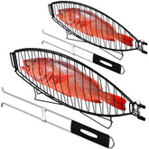 RTT fish grill basket front view showing durable stainless steel and two-pack benefit