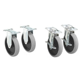 Rubbermaid Commercial front view of four replacement casters showing kit and benefits
