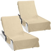 Ruikyhom front view showing full camel cover protecting chaise chair comfortably