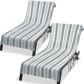 Ruikyhom front view of both gray chaise chair covers showing plush look and quick drying