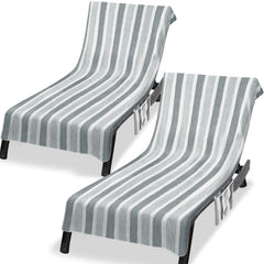 Ruikyhom front view of both gray chaise chair covers showing plush look and quick drying