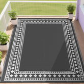 RURALITY front view of 8x10 rug showing grey and white pattern and benefit durable coverage